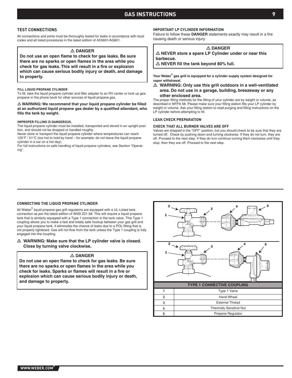 Gas instructions | weber 89796 User Manual | Page 9 / 44