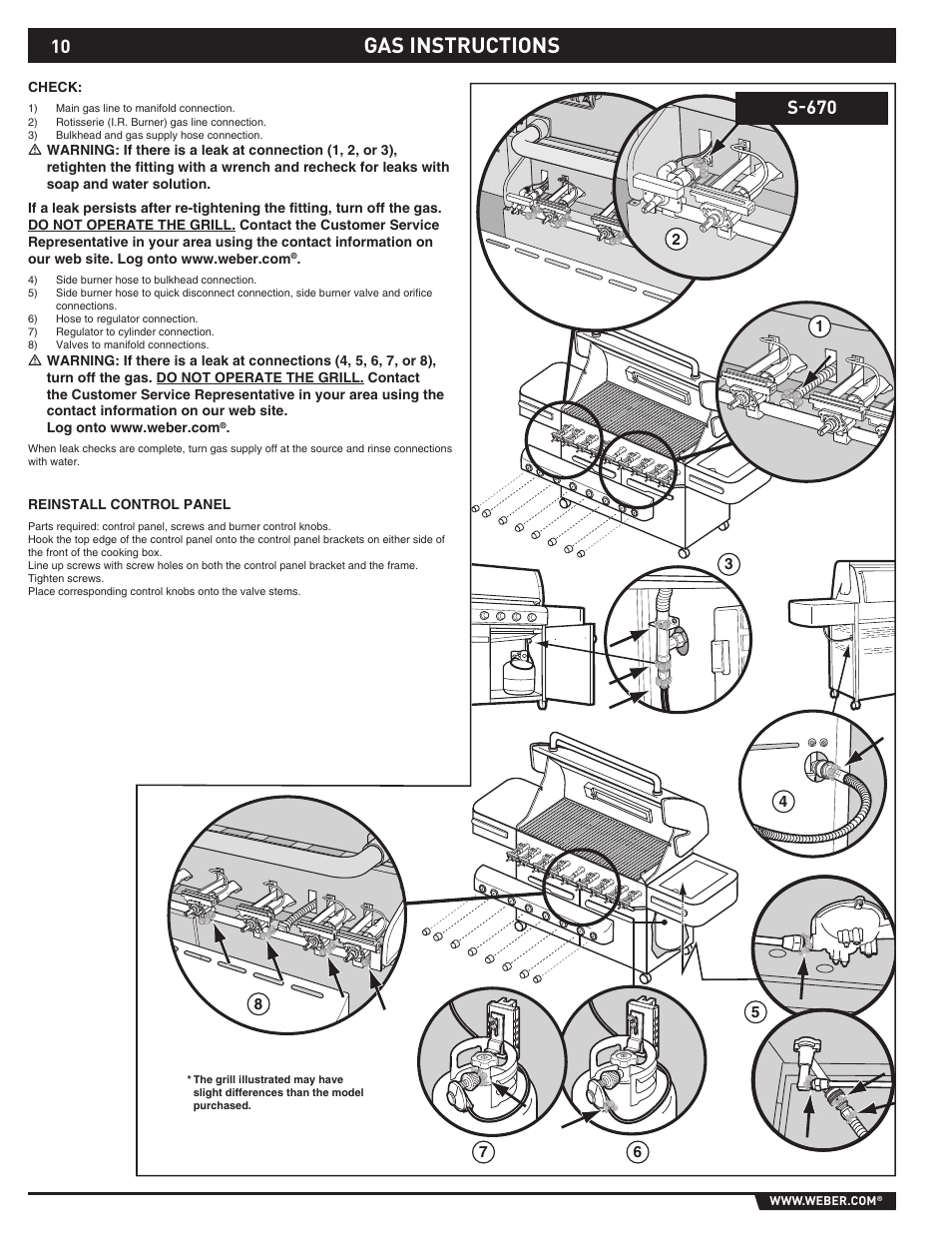 Gas instructions, S-670 | weber SUMMIT S-670 User Manual | Page 10 / 92