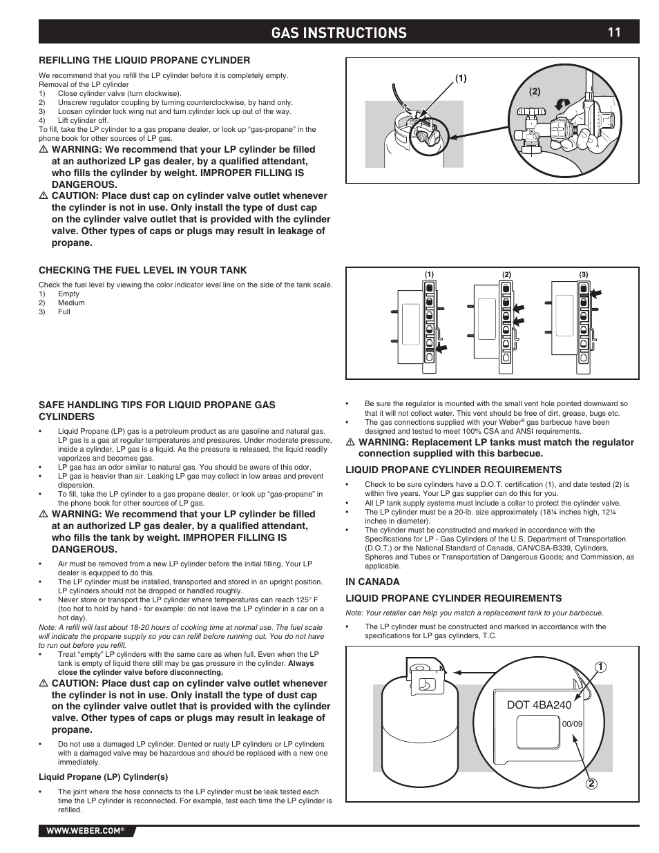 Gas instructions | weber SUMMIT S-670 User Manual | Page 11 / 92