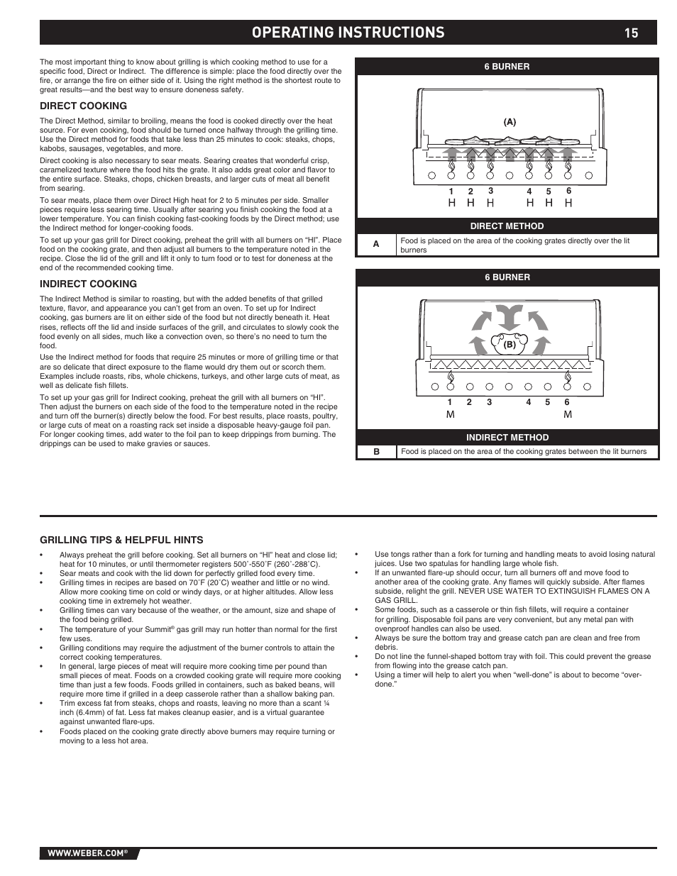 Operating instructions | weber SUMMIT S-670 User Manual | Page 15 / 92
