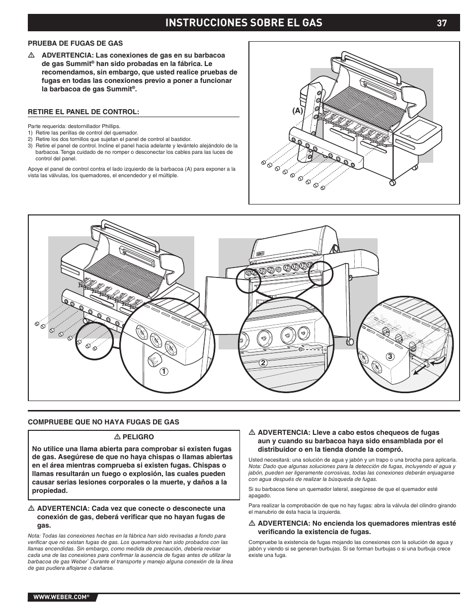 Instrucciones sobre el gas | weber SUMMIT S-670 User Manual | Page 37 / 92