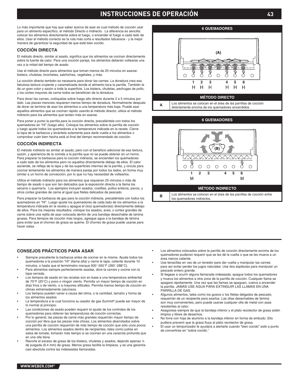 Instrucciones de operación | weber SUMMIT S-670 User Manual | Page 43 / 92