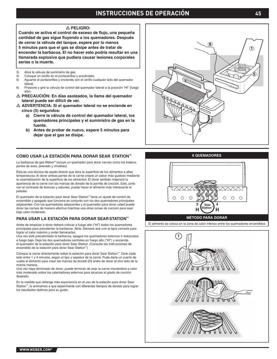 Instrucciones de operación | weber SUMMIT S-670 User Manual | Page 45 / 92