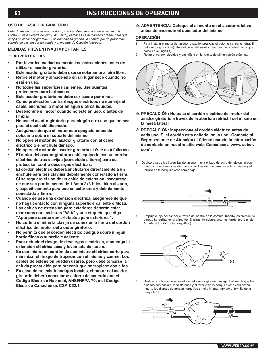 Instrucciones de operación | weber SUMMIT S-670 User Manual | Page 50 / 92