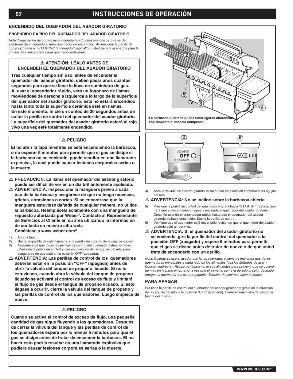 Instrucciones de operación | weber SUMMIT S-670 User Manual | Page 52 / 92