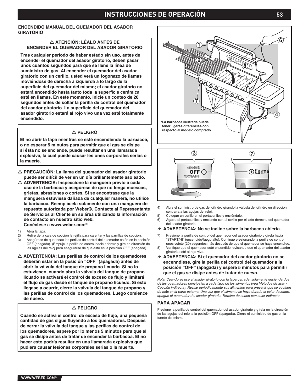 Instrucciones de operación | weber SUMMIT S-670 User Manual | Page 53 / 92