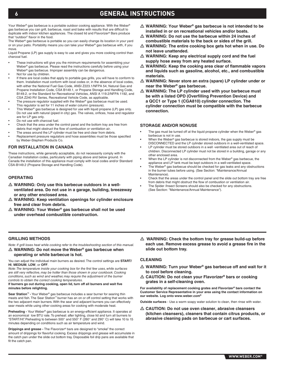 General instructions | weber SUMMIT S-670 User Manual | Page 6 / 92