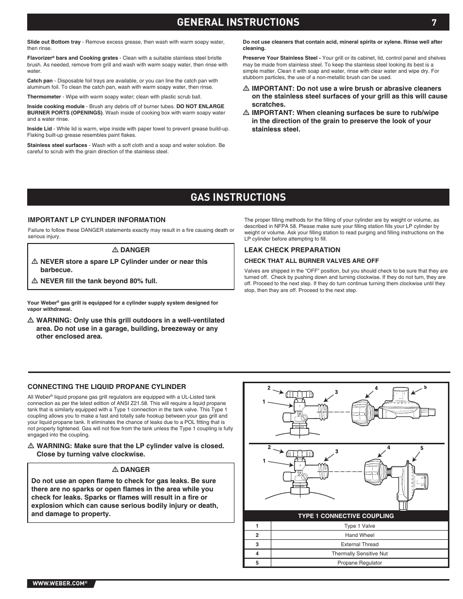 General instructions, General instructions gas instructions | weber SUMMIT S-670 User Manual | Page 7 / 92