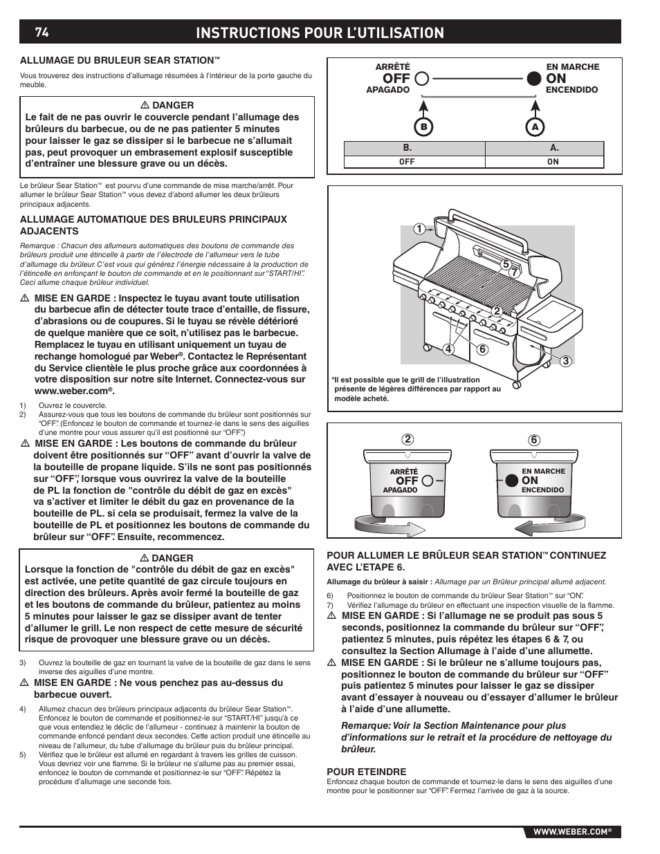 Instructions pour l’utilisation | weber SUMMIT S-670 User Manual | Page 74 / 92