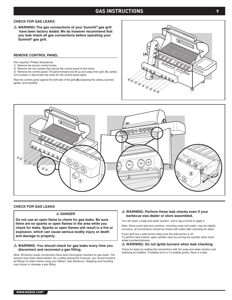 Gas instructions | weber SUMMIT S-670 User Manual | Page 9 / 92