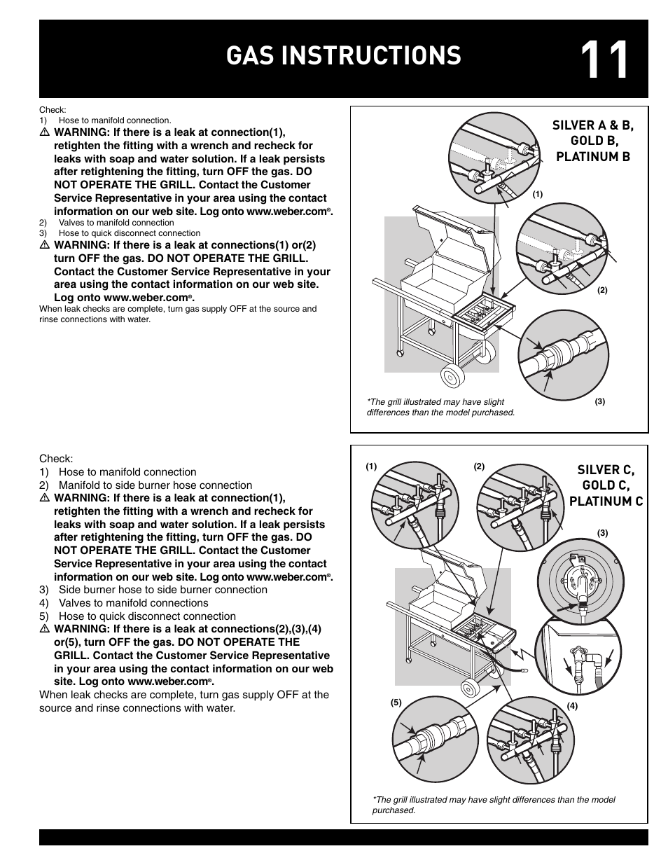 Gas instructions | weber GENESIS 55827 User Manual | Page 11 / 20