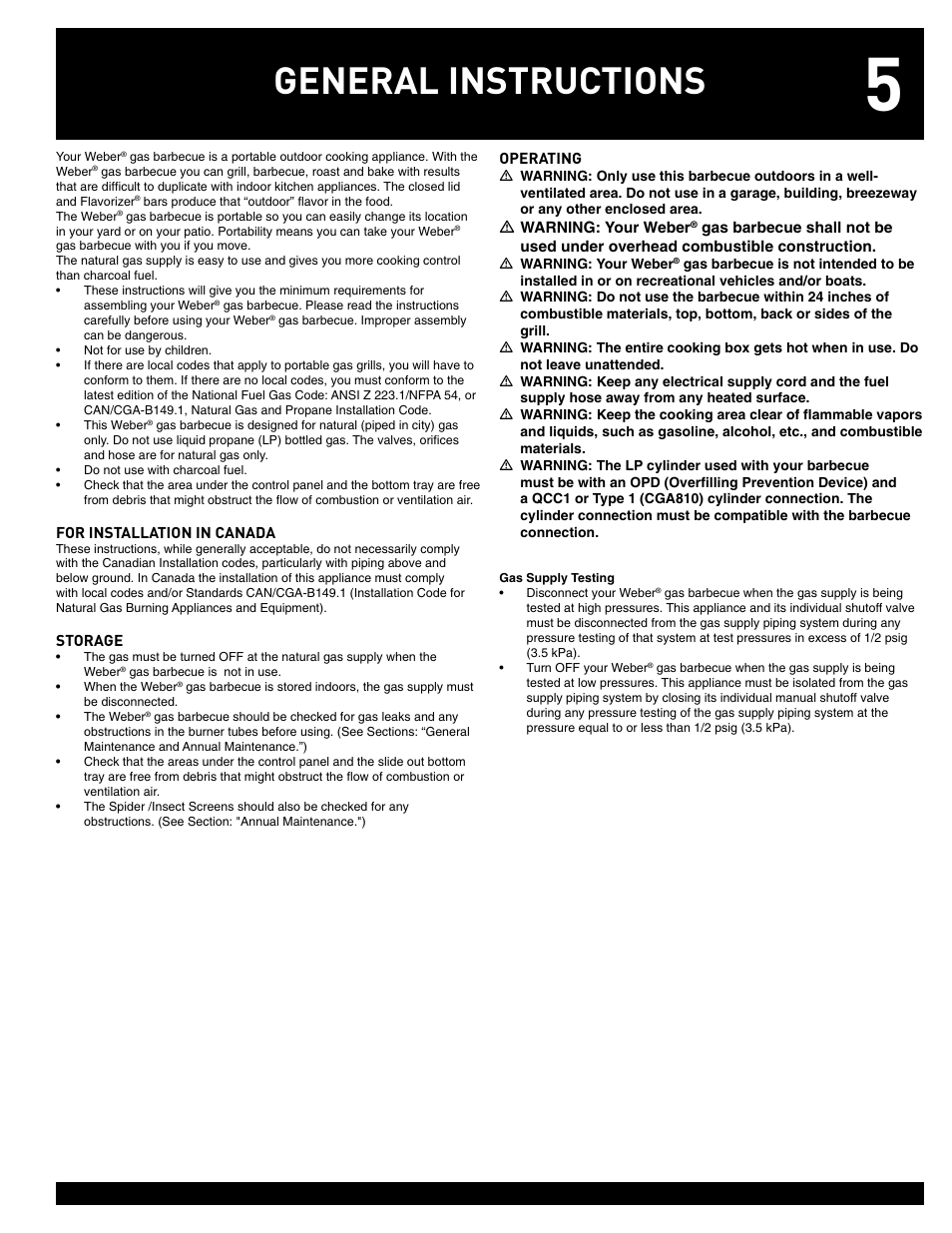 General instructions | weber GENESIS 55827 User Manual | Page 5 / 20