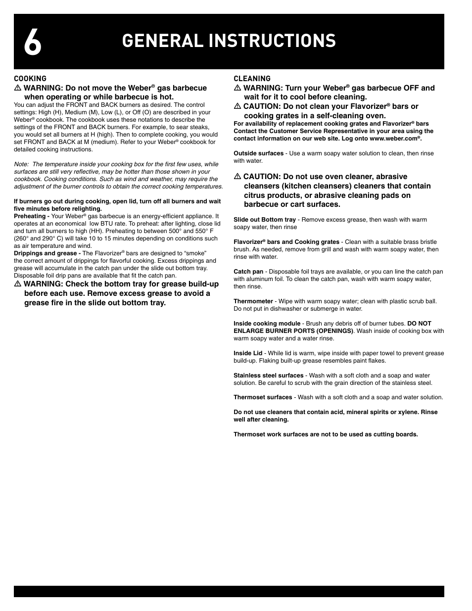 General instructions | weber GENESIS 55827 User Manual | Page 6 / 20