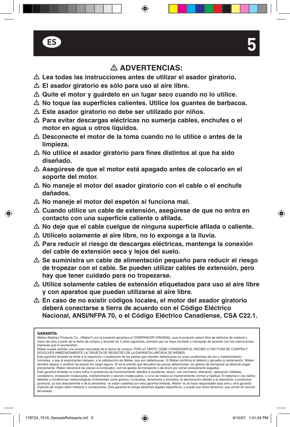 Advertencias | weber E/S Series User Manual | Page 5 / 40