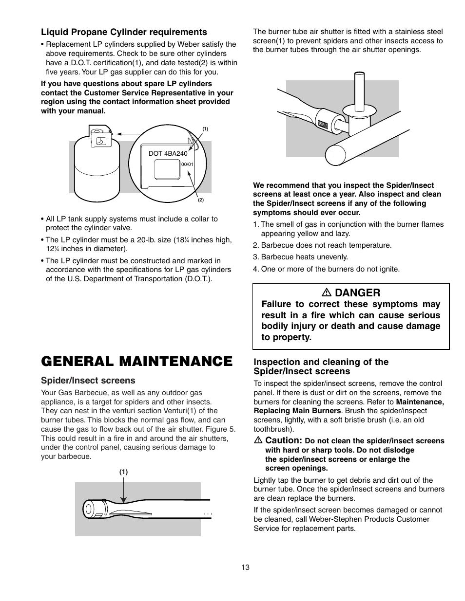 General maintenance, Ƽ danger | weber SUMMIT 450 User Manual | Page 13 / 18