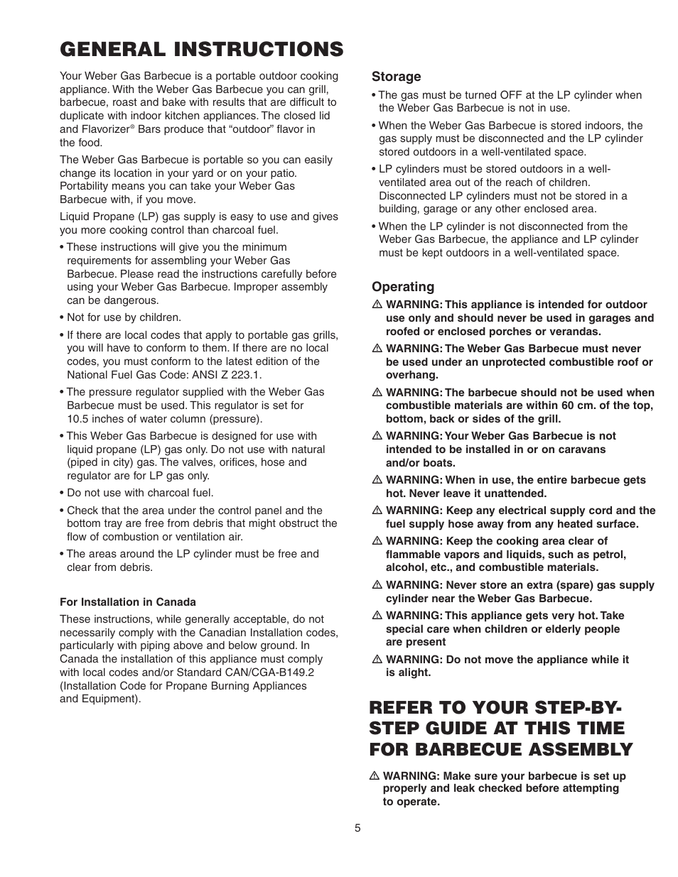 General instructions | weber SUMMIT 450 User Manual | Page 5 / 18