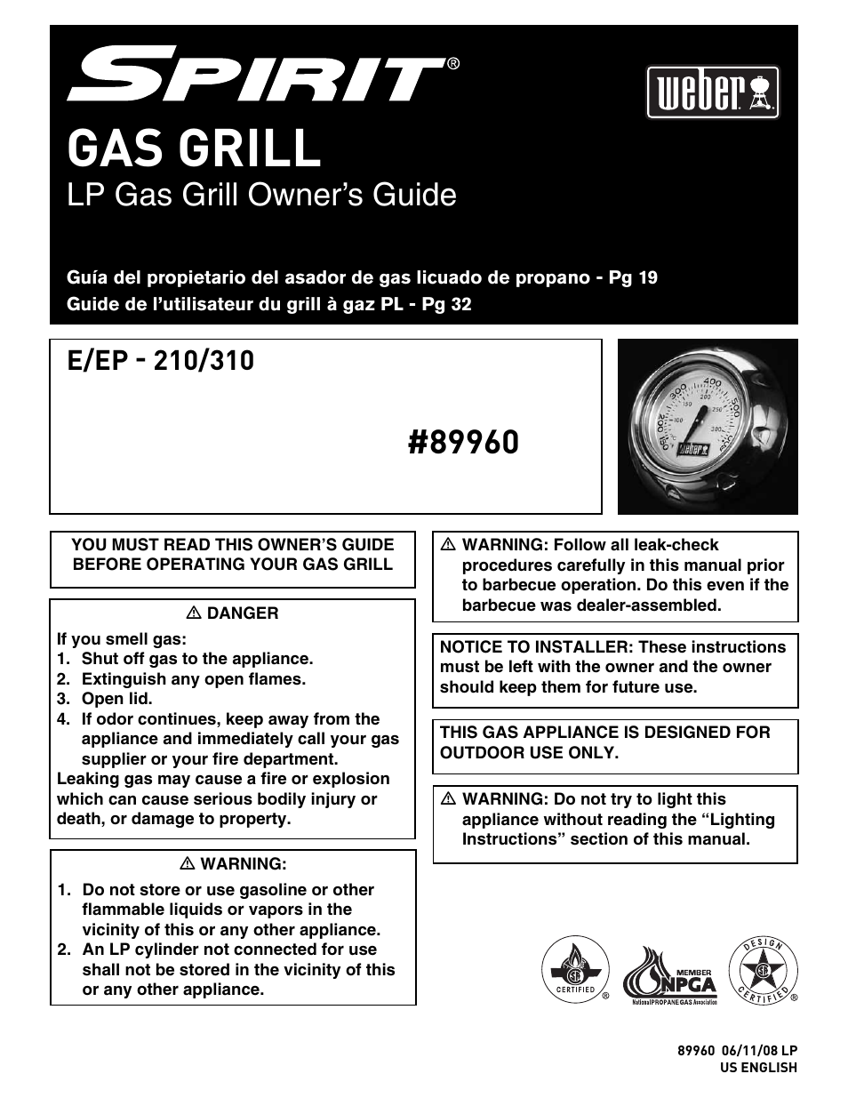 weber E/EP - 210/310 User Manual | 48 pages