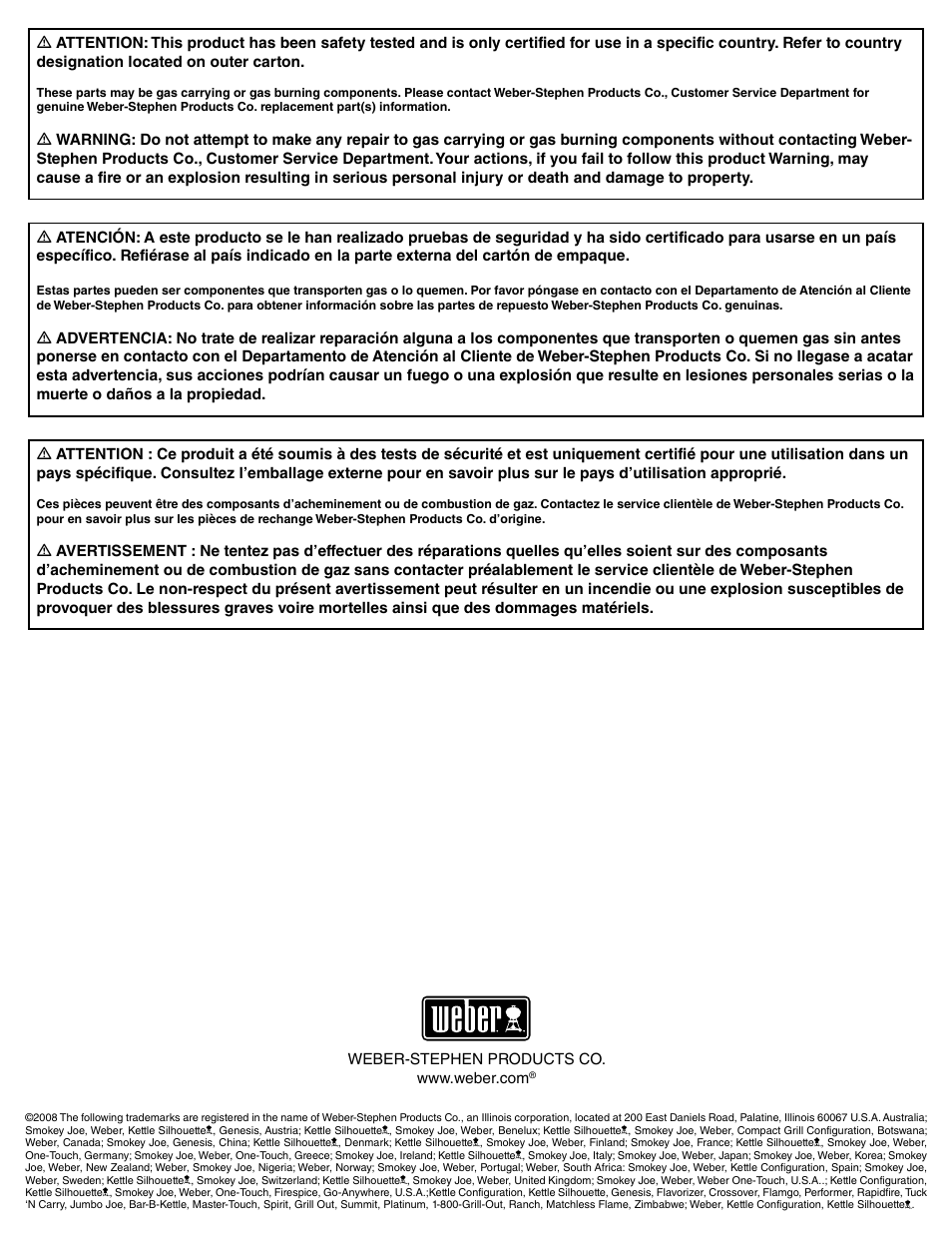 weber E/EP - 210/310 User Manual | Page 46 / 48