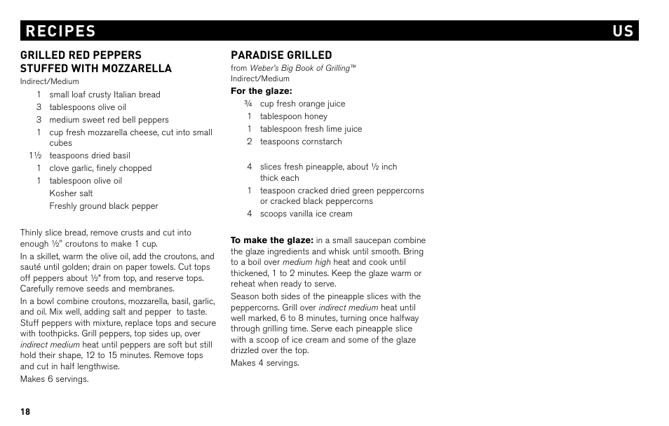 Us recipes | weber Charcoal & Go-Anywhere Grill None User Manual | Page 16 / 17
