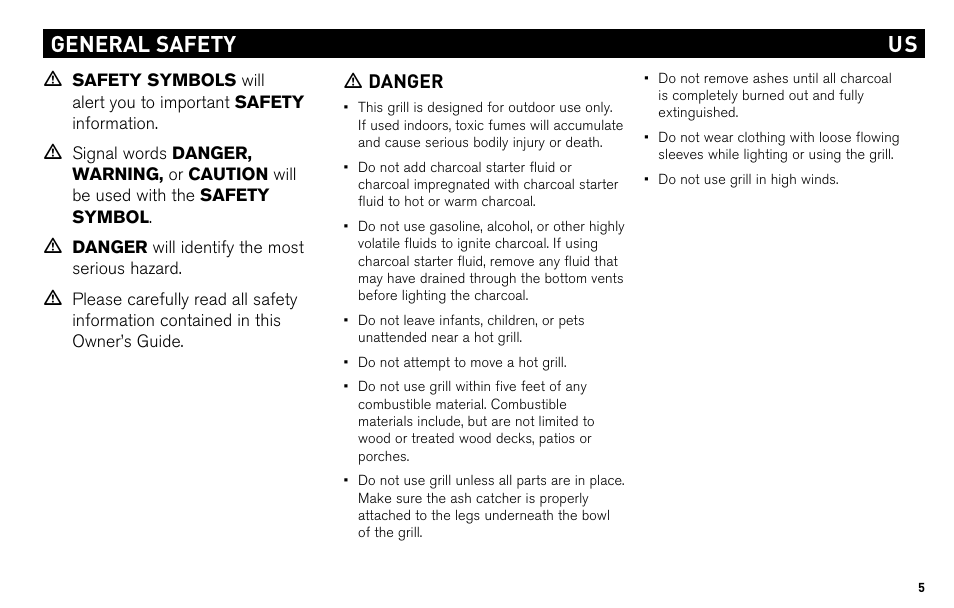 General safety us | weber Charcoal & Go-Anywhere Grill None User Manual | Page 3 / 17