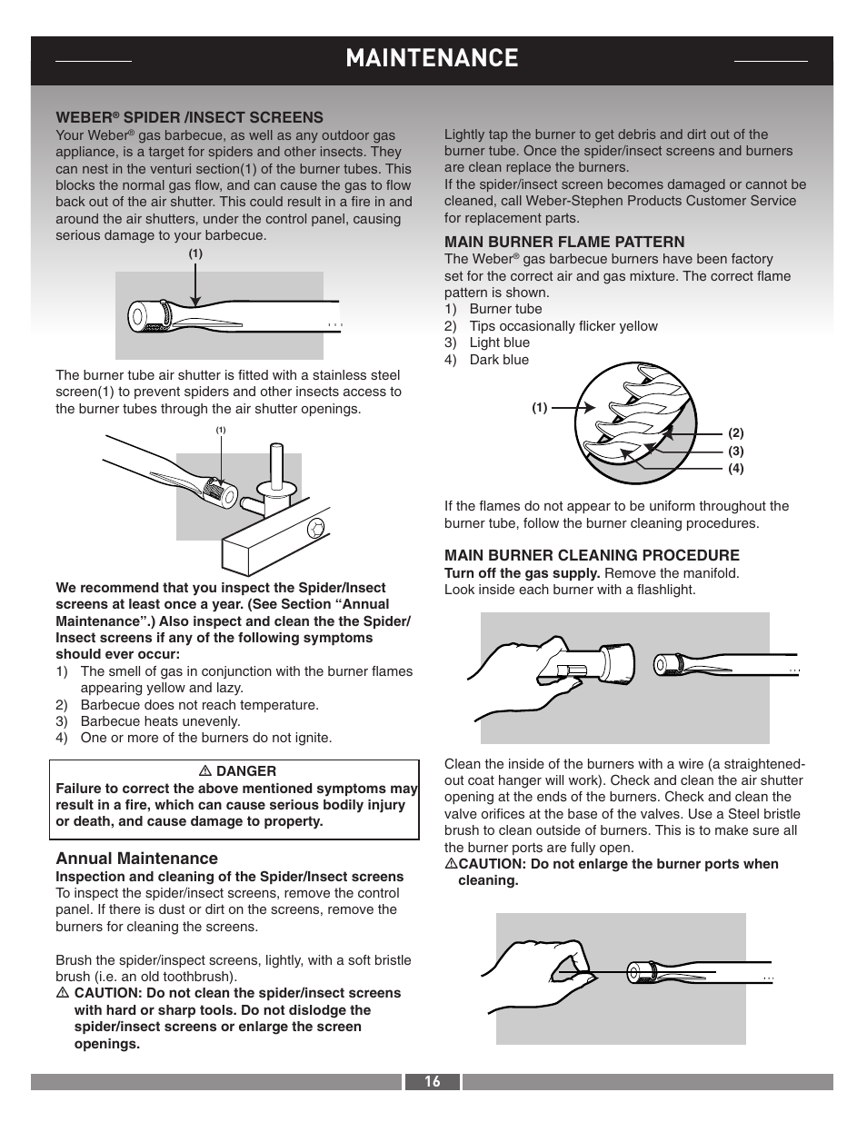 Maintenance | weber 42371 User Manual | Page 16 / 19