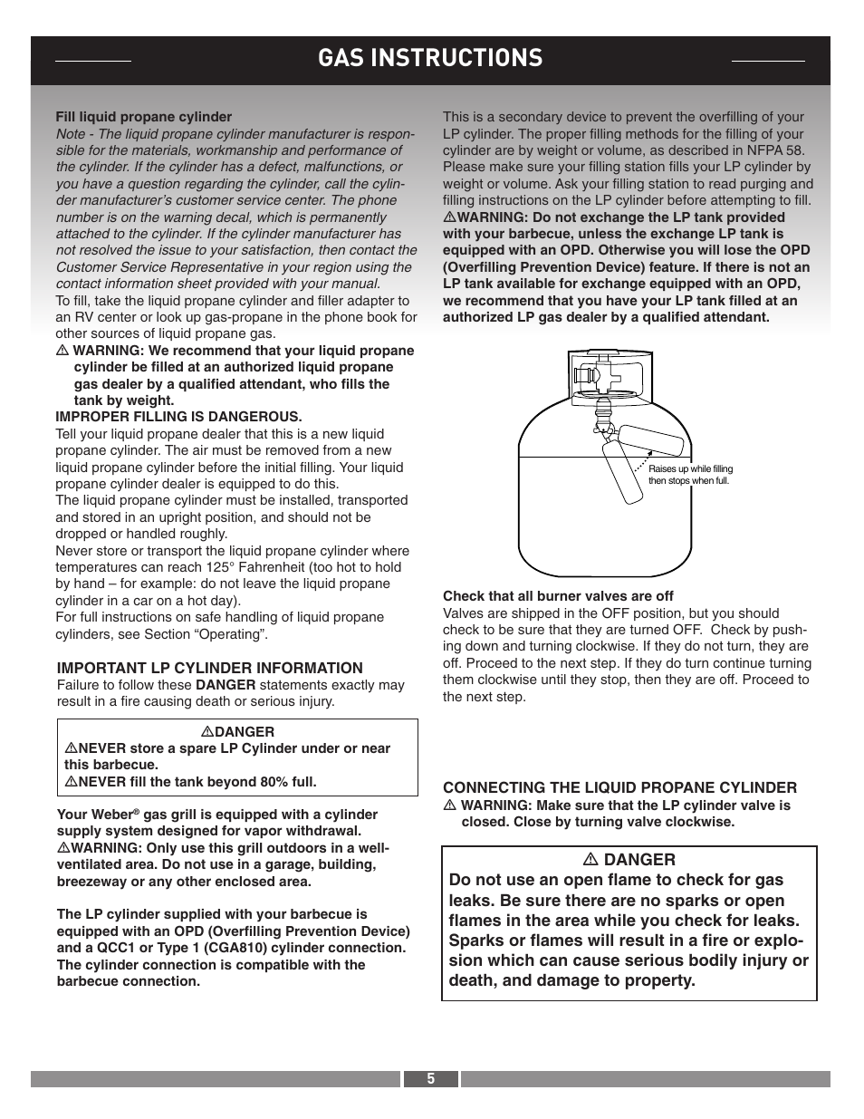 Gas instructions | weber 42371 User Manual | Page 5 / 19