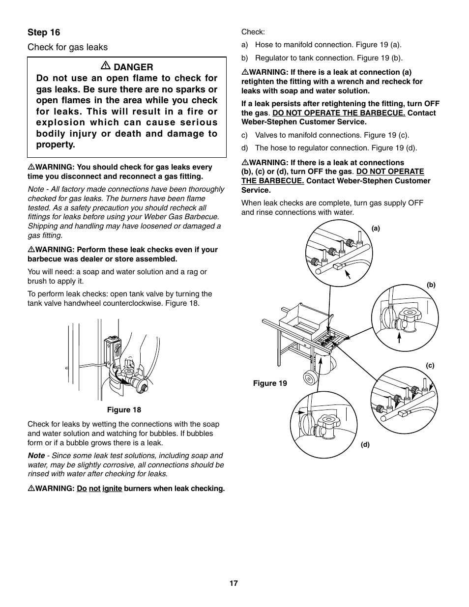 Check for gas leaks | weber 730 Series User Manual | Page 17 / 36