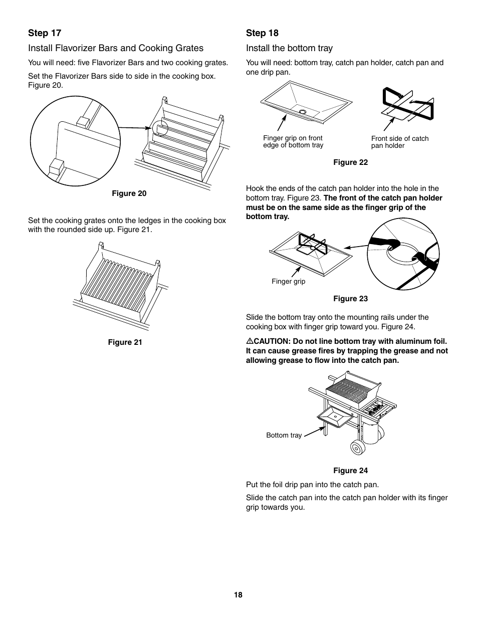 Install flavorizer bars and cooking grates, Install the bottom tray | weber 730 Series User Manual | Page 18 / 36