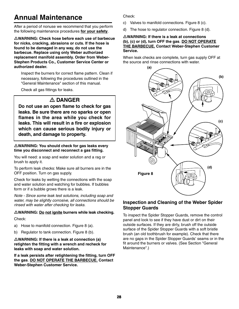 Annual maintenance, Ƽ danger | weber 730 Series User Manual | Page 28 / 36