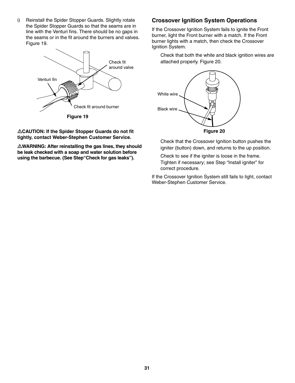 Crossover ignition system operations | weber 730 Series User Manual | Page 31 / 36