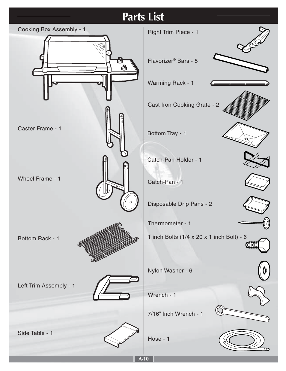 Parts list | weber Genesis Silver A 55275 User Manual | Page 10 / 26
