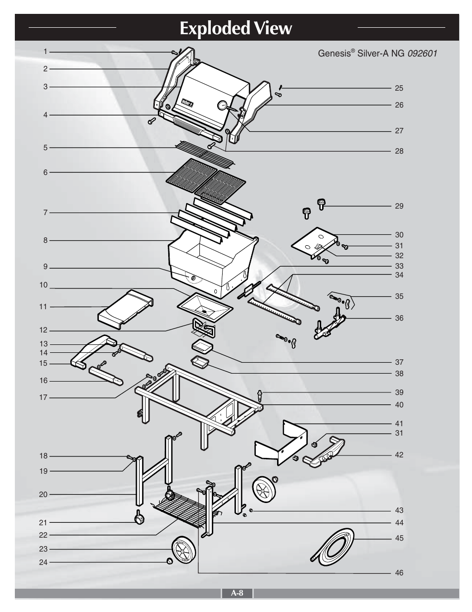 Exploded view | weber Genesis Silver A 55275 User Manual | Page 8 / 26