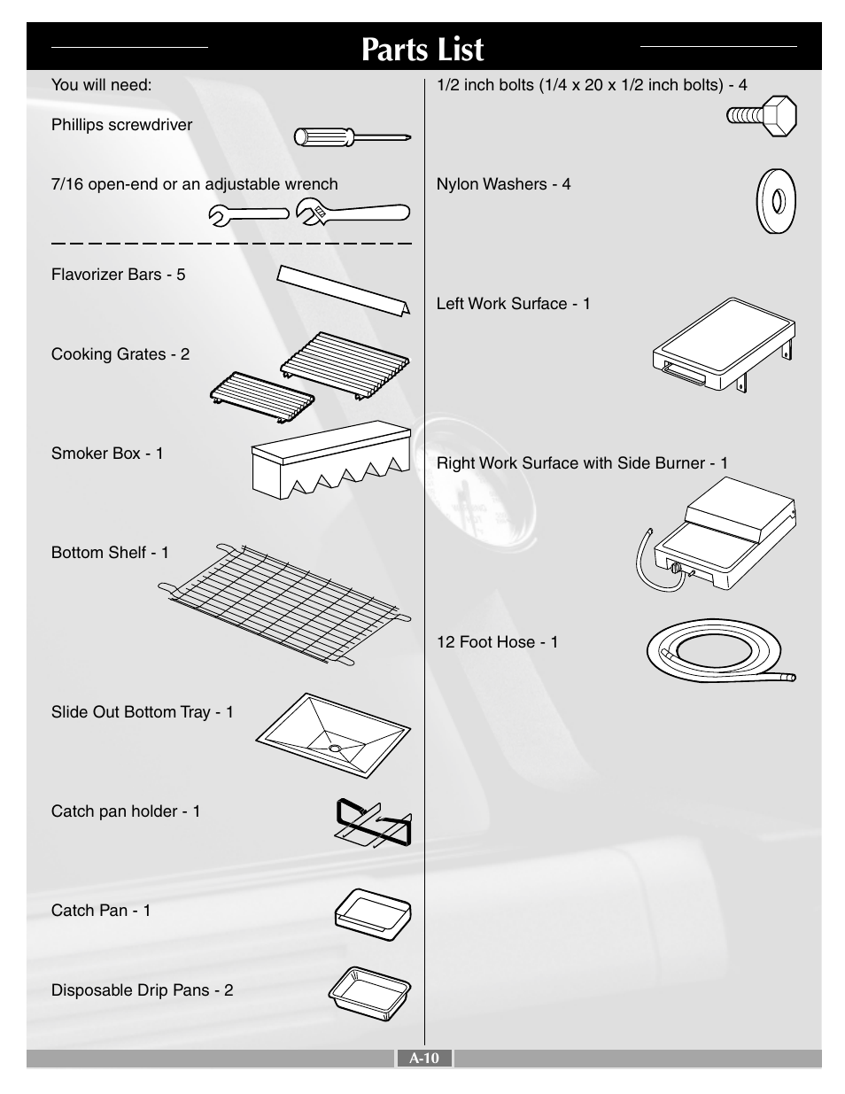Parts list | weber Platinum C User Manual | Page 10 / 27