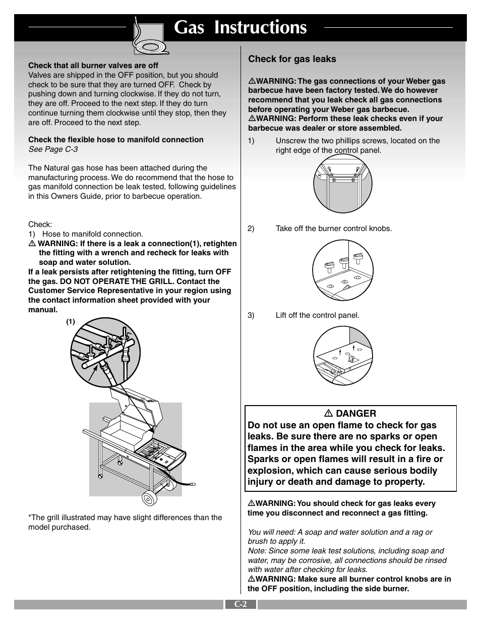 Gas instructions | weber Platinum C User Manual | Page 16 / 27