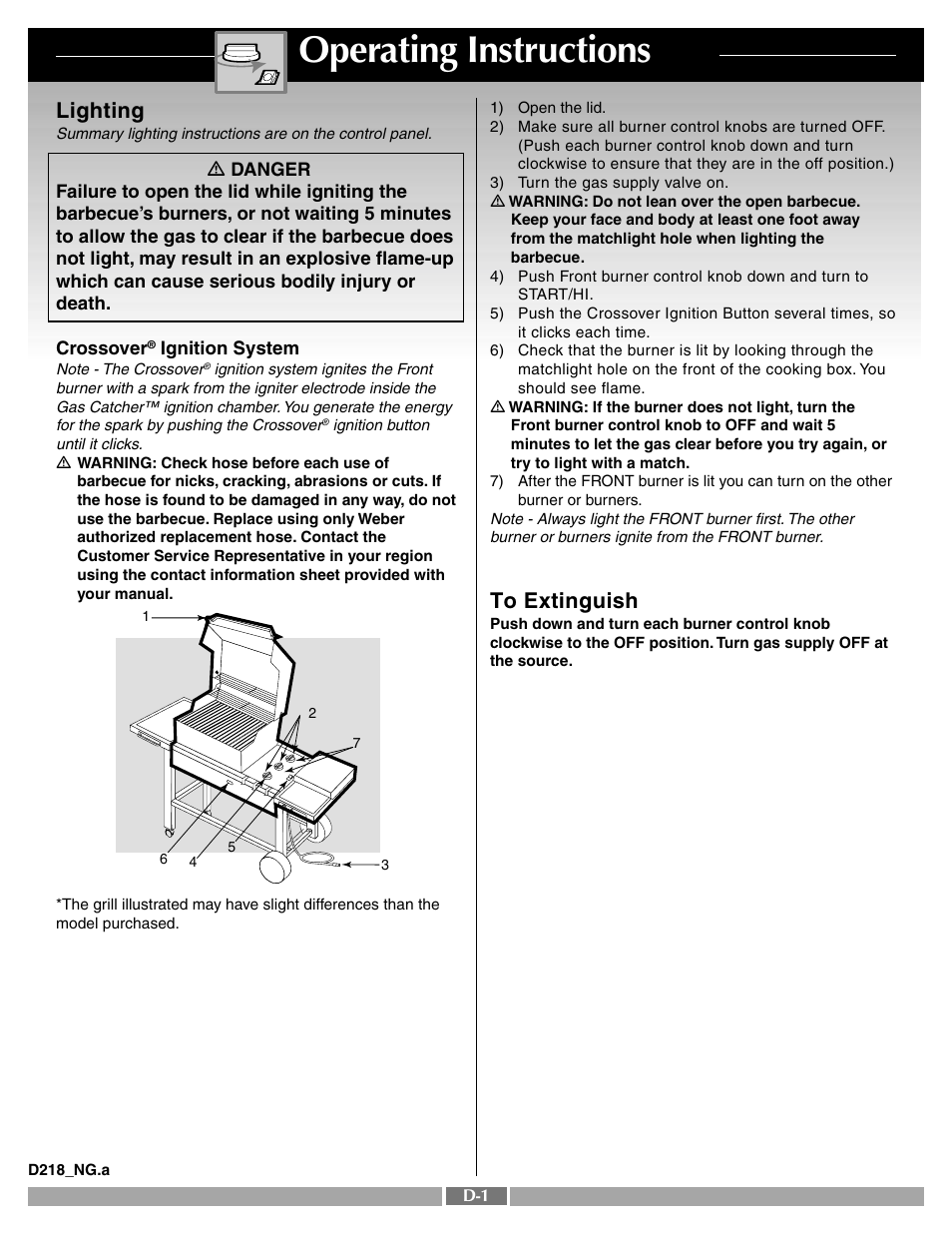 Operating instructions, Lighting | weber Platinum C User Manual | Page 18 / 27