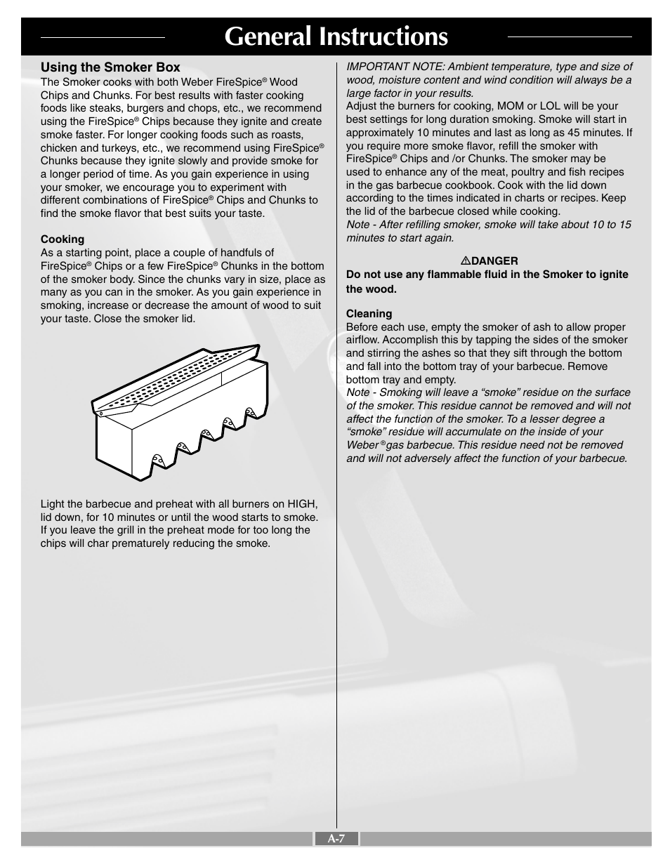 General instructions, Using the smoker box | weber Platinum C User Manual | Page 7 / 27