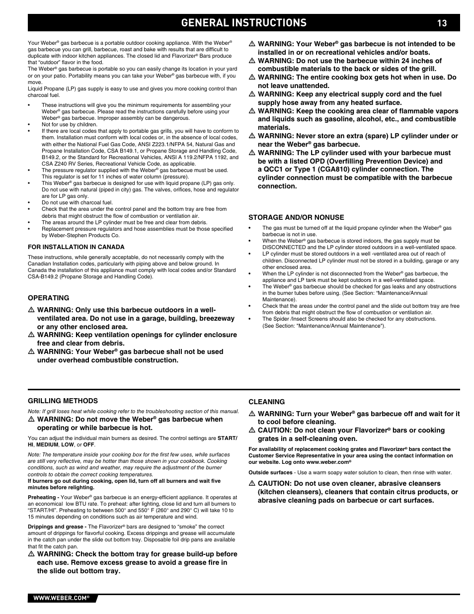 General instructions | weber E/S 650 User Manual | Page 13 / 84