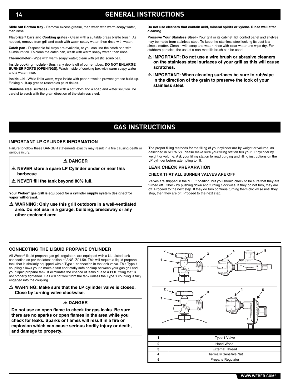 General instructions gas instructions | weber E/S 650 User Manual | Page 14 / 84