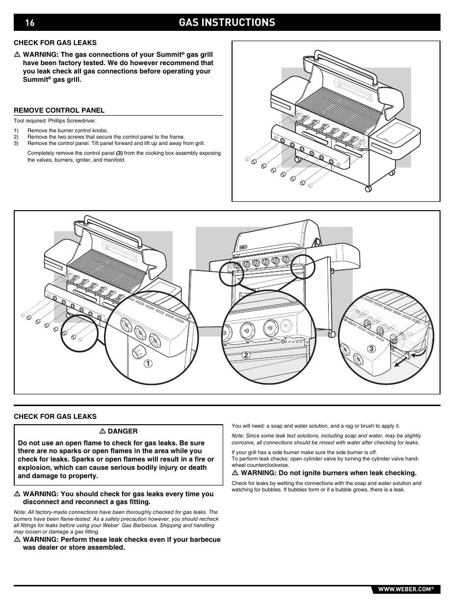 Gas instructions | weber E/S 650 User Manual | Page 16 / 84