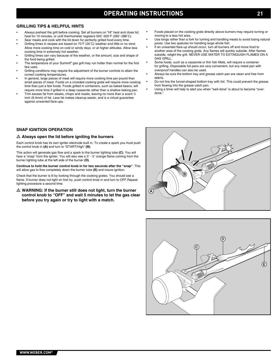 Operating instructions | weber E/S 650 User Manual | Page 21 / 84