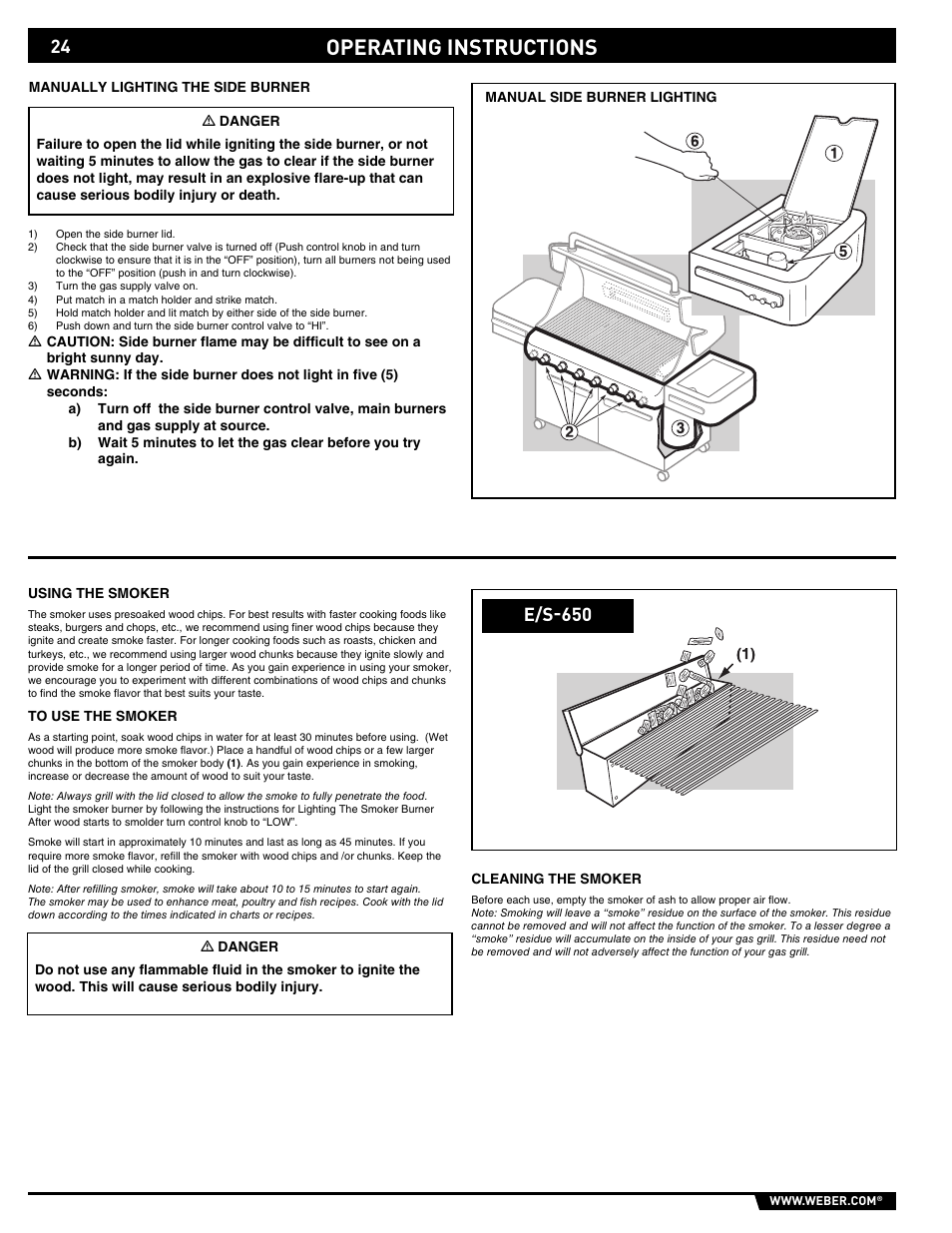 Operating instructions, E/s-650 | weber E/S 650 User Manual | Page 24 / 84