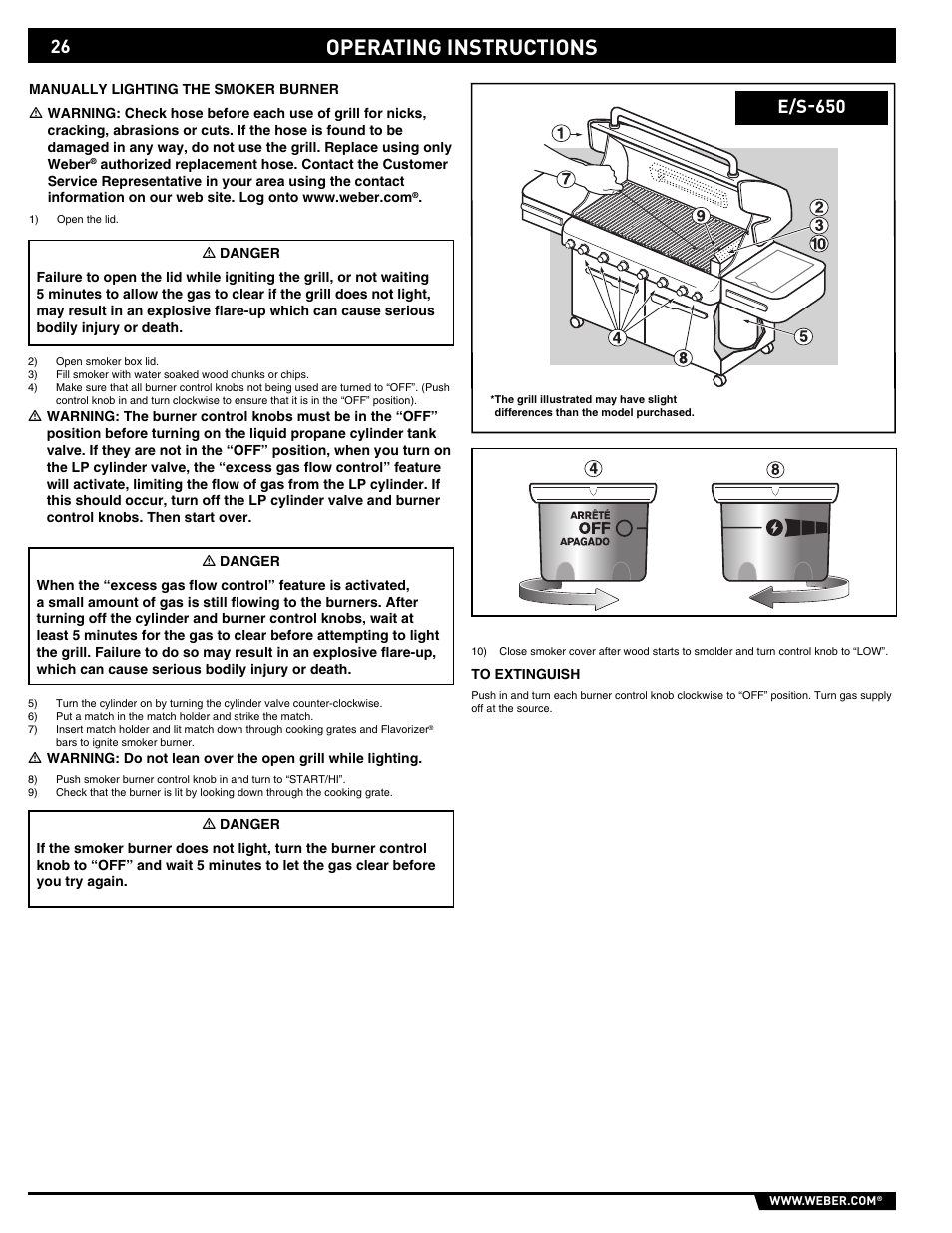 Operating instructions, E/s-650 | weber E/S 650 User Manual | Page 26 / 84