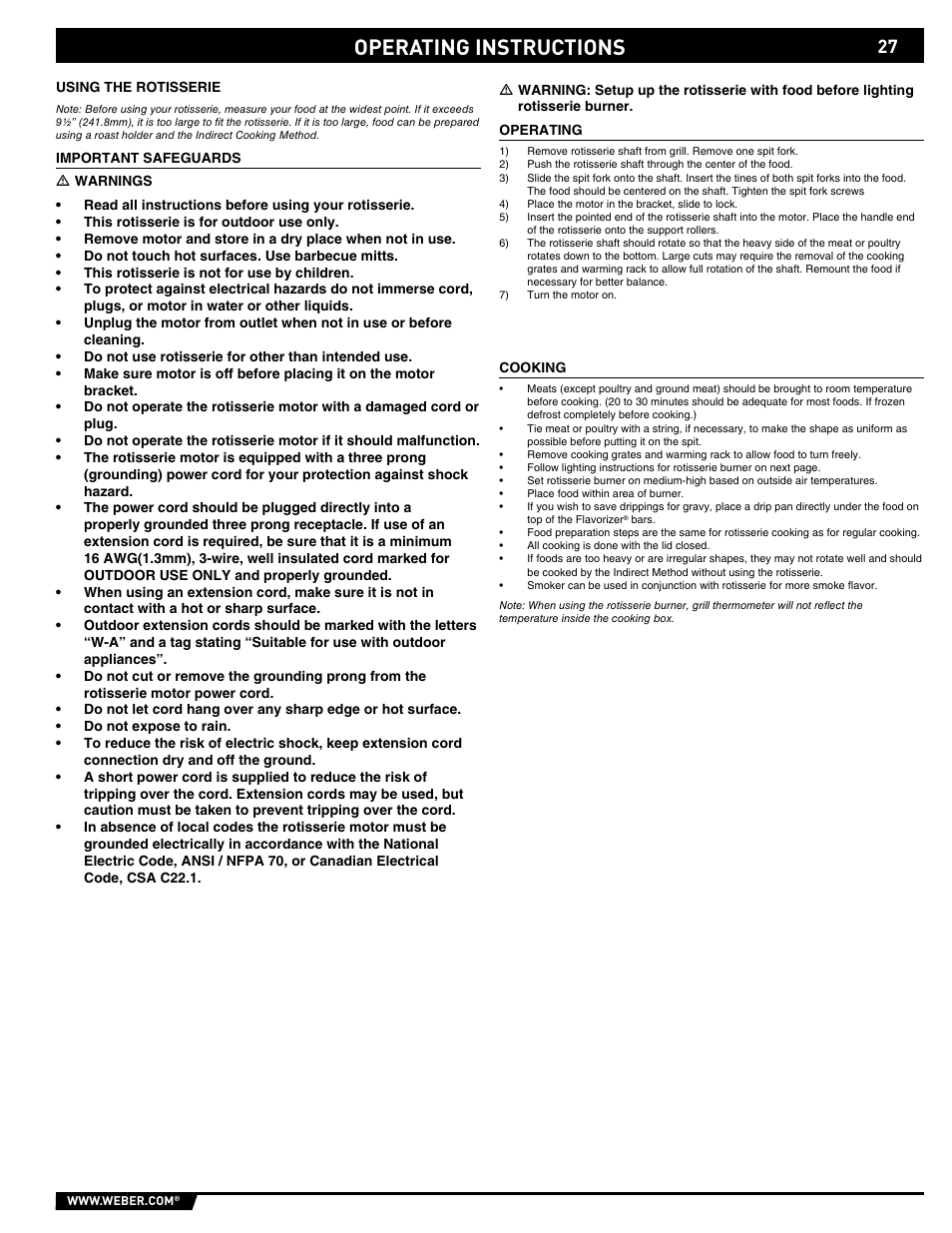 Operating instructions | weber E/S 650 User Manual | Page 27 / 84