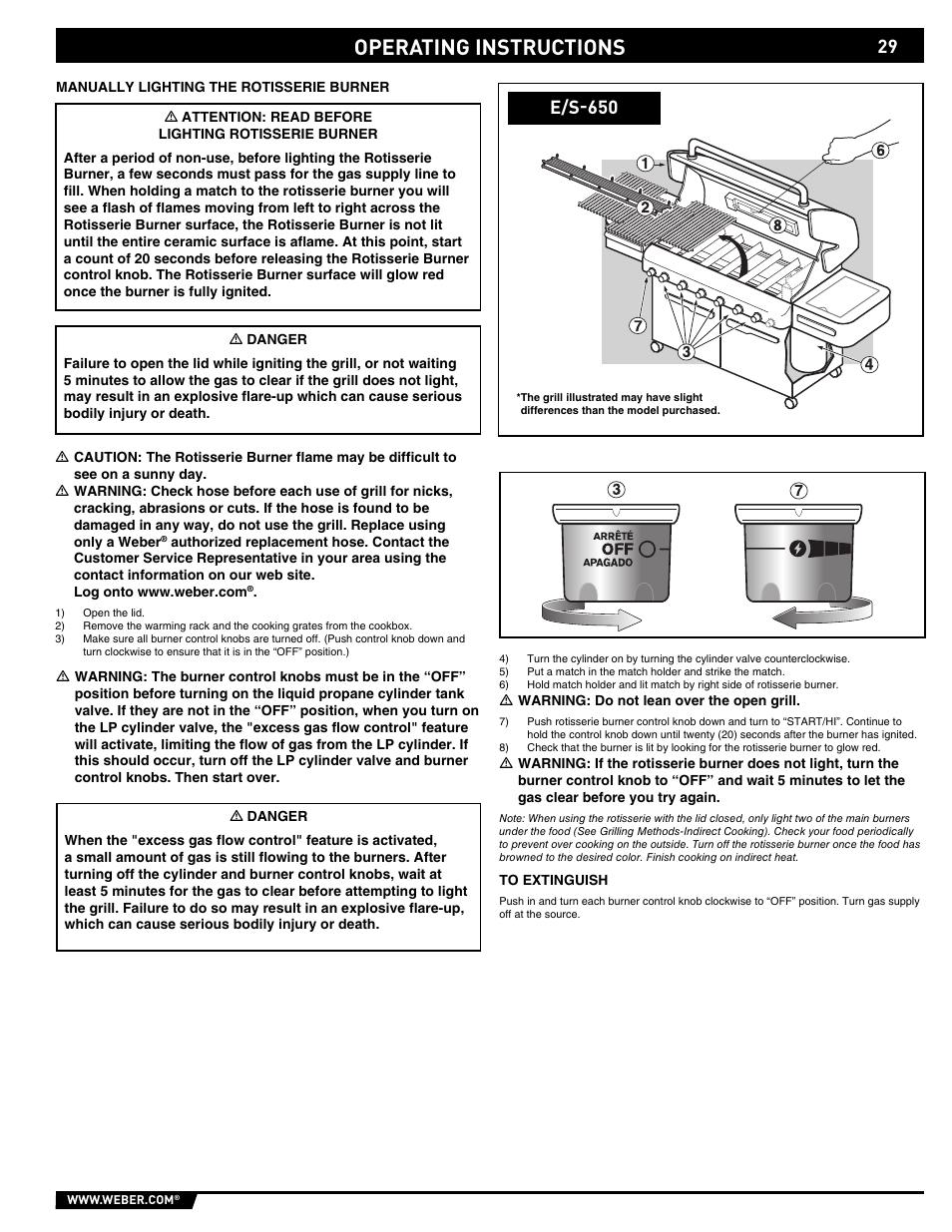 Operating instructions, E/s-650 | weber E/S 650 User Manual | Page 29 / 84