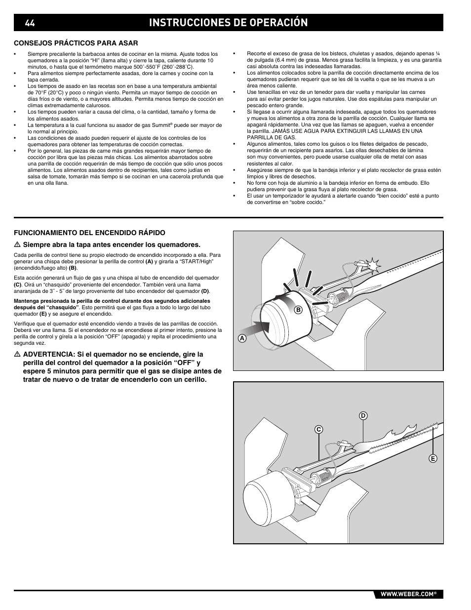 Instrucciones de operación | weber E/S 650 User Manual | Page 44 / 84