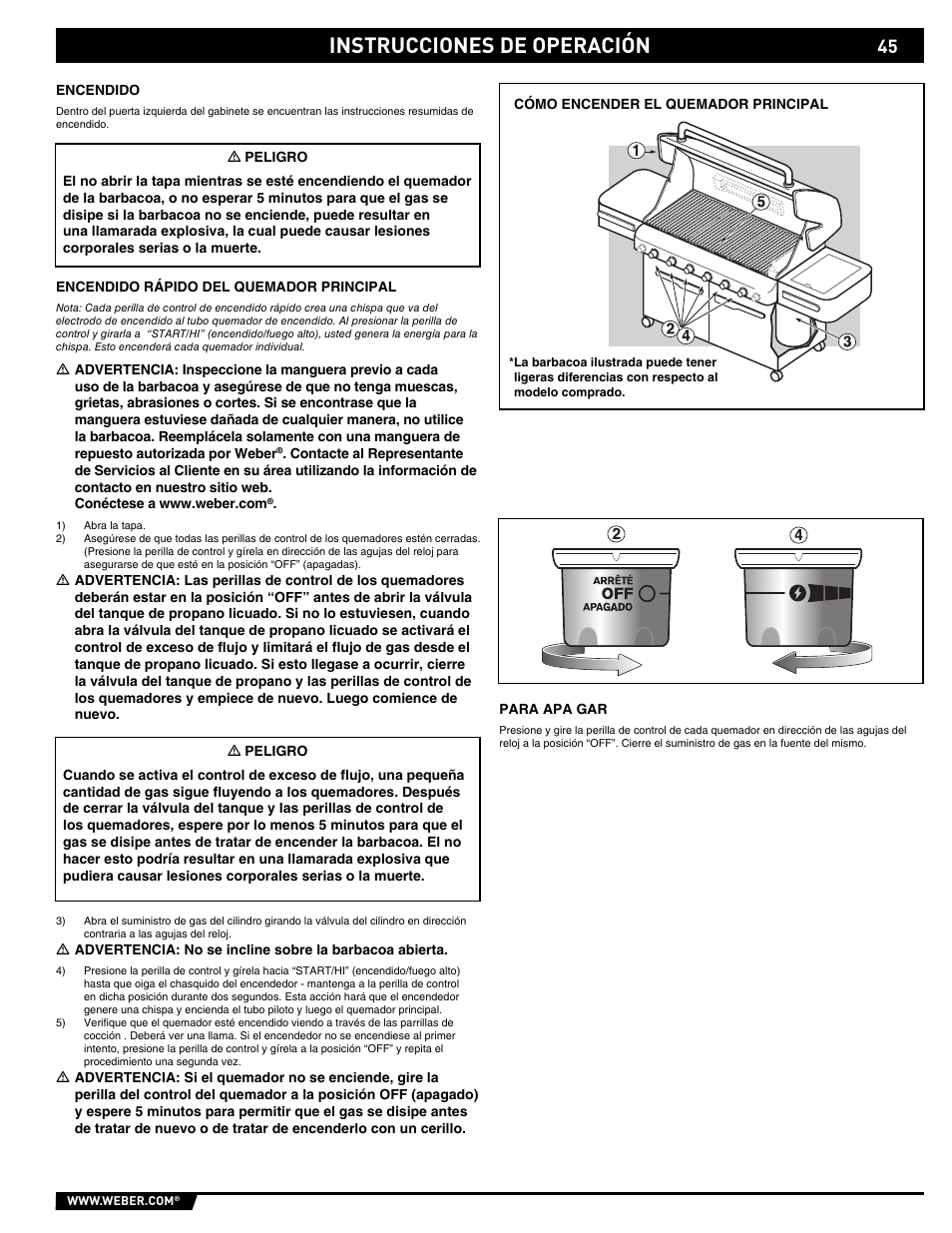 Instrucciones de operación | weber E/S 650 User Manual | Page 45 / 84