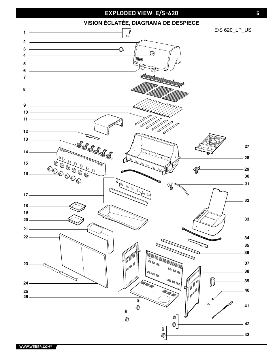 Exploded view e/s-620 | weber E/S 650 User Manual | Page 5 / 84