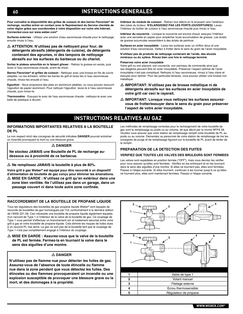 General instructions, Instructions generales | weber E/S 650 User Manual | Page 60 / 84