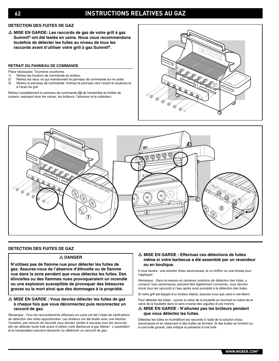 Instructions relatives au gaz | weber E/S 650 User Manual | Page 62 / 84