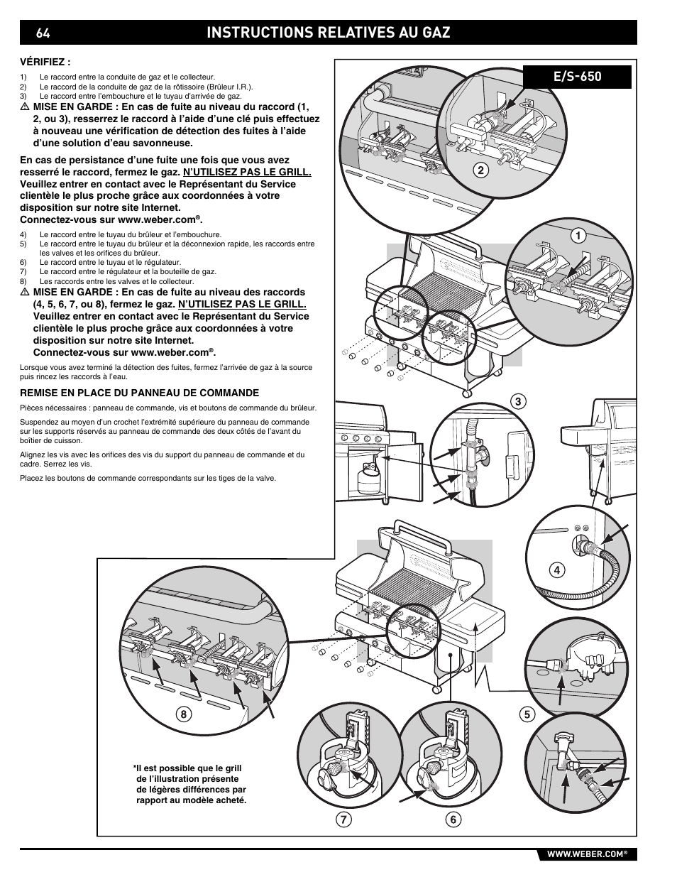 Instructions relatives au gaz, E/s-650 | weber E/S 650 User Manual | Page 64 / 84